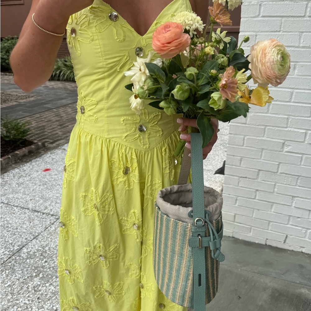 RHODE Yellow Sundress Sweetheart Neckline Wedding Guest